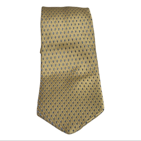 Giorgio Armani Gold and Blue Patterned Silk Tie - Picture 3 of 10